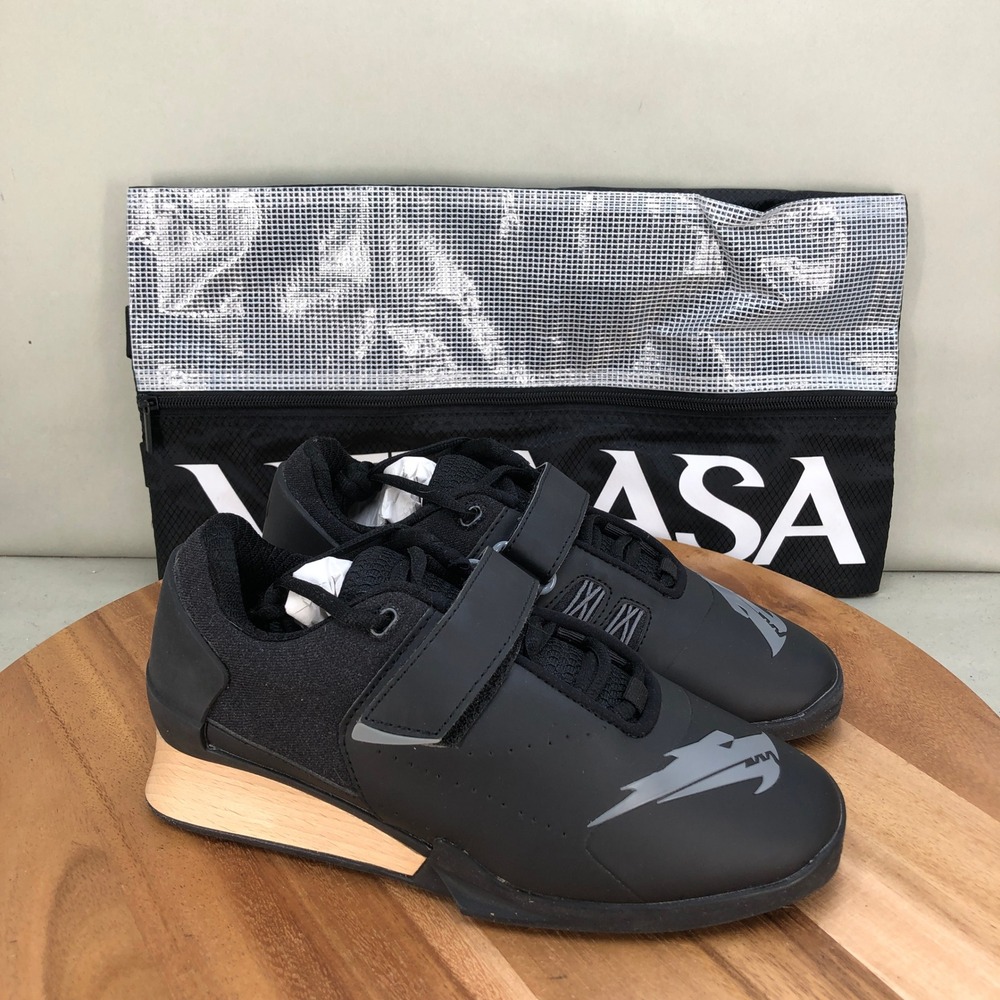 Velaasa Strake Black Weightlifting Shoes Mens 5.5 Womens 7 Training Gym Workout